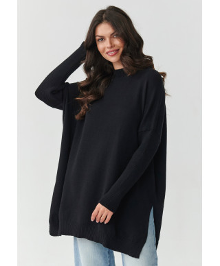 viskozinis megztinis moteriskas oversize juodas S164