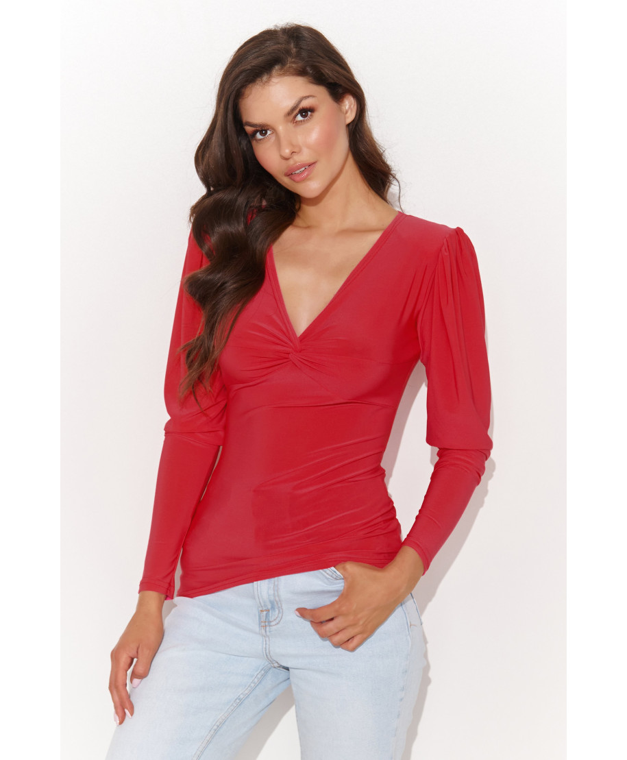 aptempta palaidine moteriska pustomis rankovemis raudona NU461