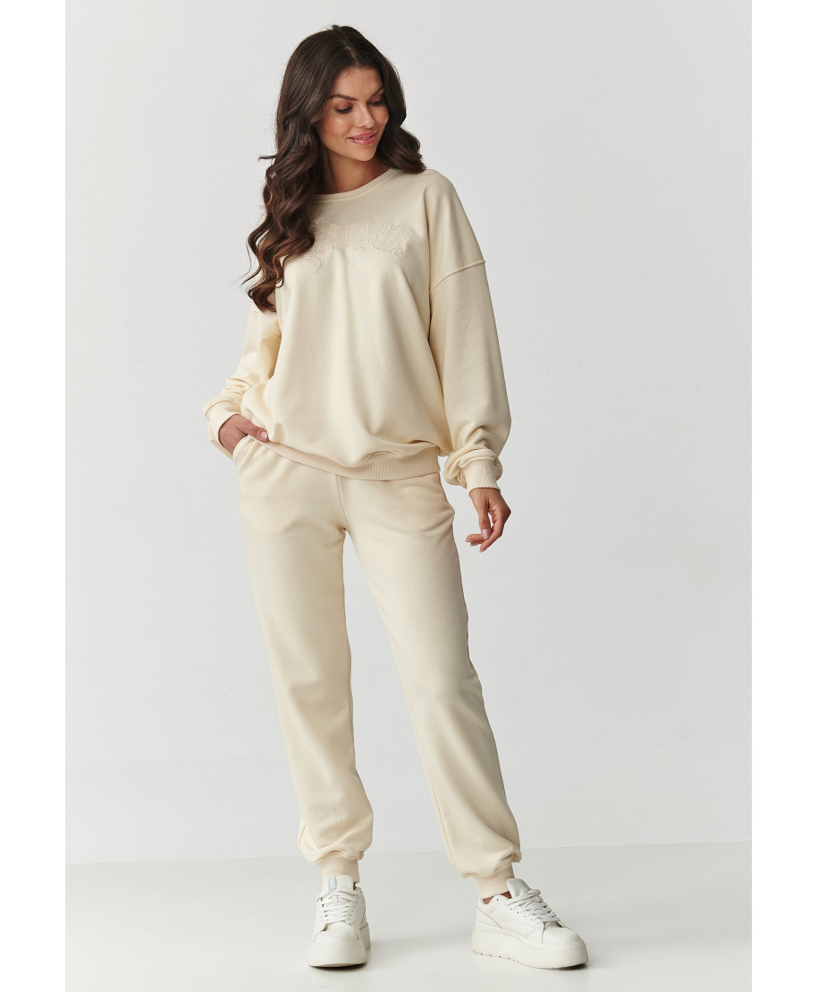 komplektas dresowy su haftowanym logotipu waniliowy M889