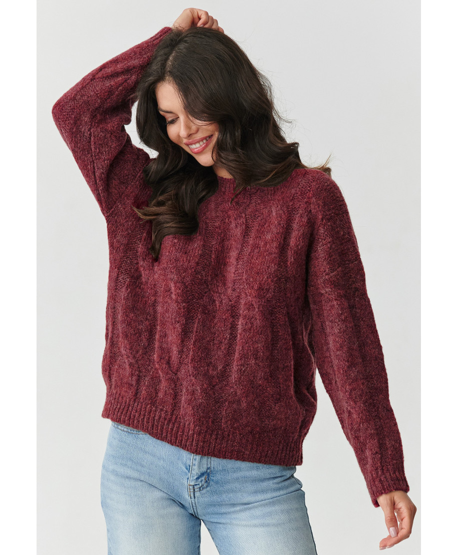 trumpas megztinis su kid mohero priedu ir vilnos bordo S169