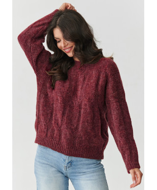 trumpas megztinis su kid mohero priedu ir vilnos bordo S169