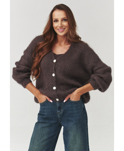 megztinis su domieszką kid mohero uzsegsamas su sagomis sokoladinis C3