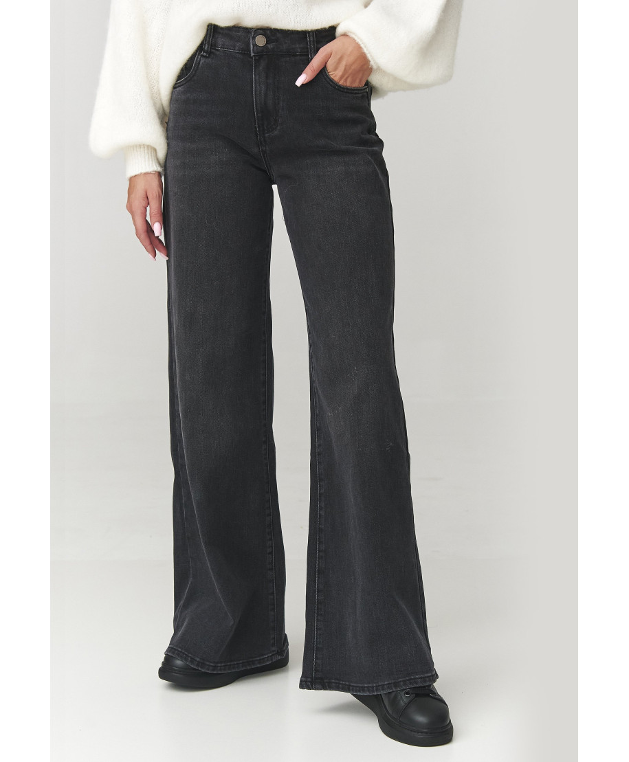 Jeansy damskie baggy su szerokimi nogawkami czarne C26