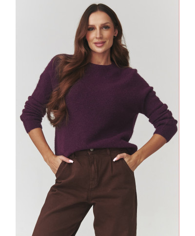 Miękki megztinis moteriskas su okrągłym iskirpte bakłażan C21