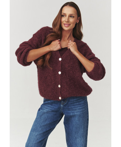 megztinis su sagomis ciepły miękki ir stylowy bordo C2