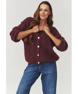 megztinis su sagomis ciepły miękki ir stylowy bordo C2