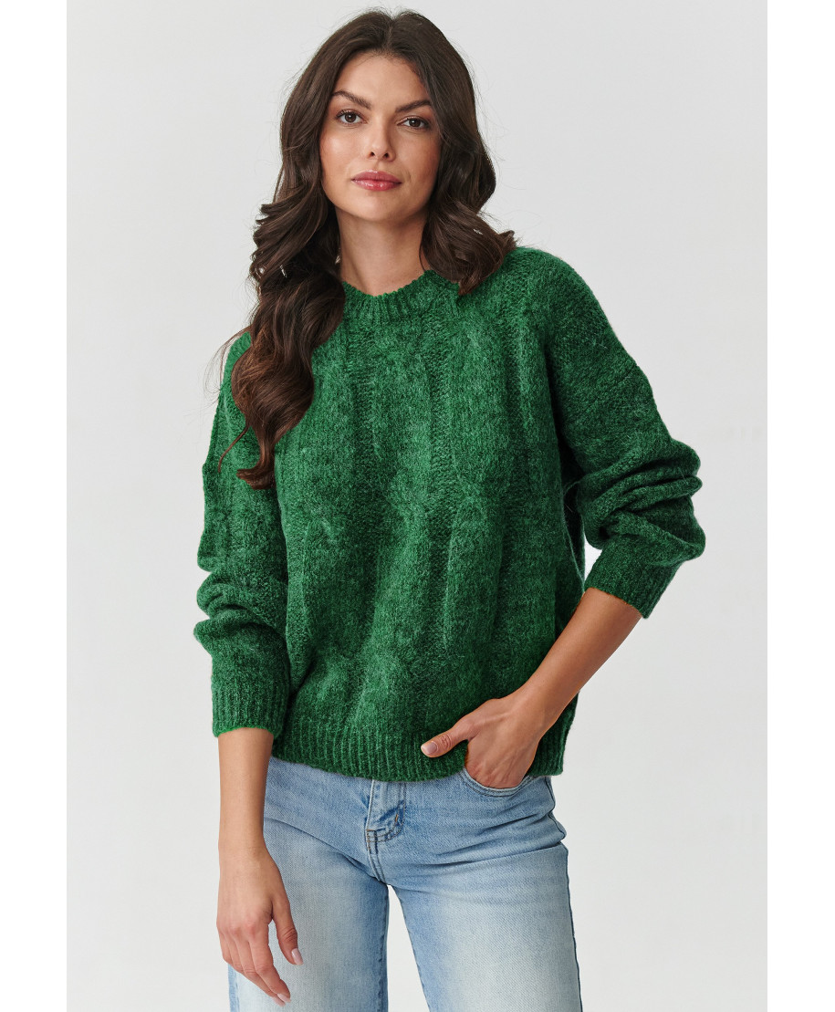 Īss džemperis ar kazlēnu mohēru un vilnas pudelīti zaļš S169