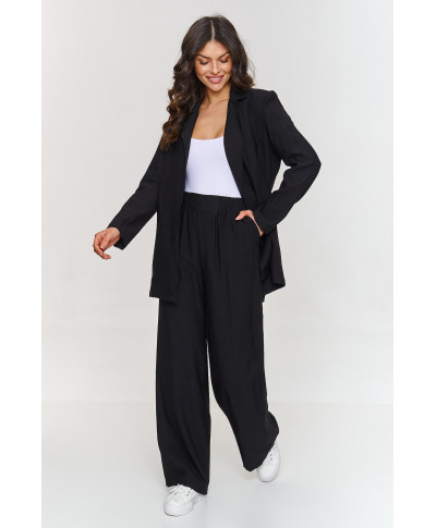 suknele maxi ilgomis rankovemis ir rozcięciem juoda M901