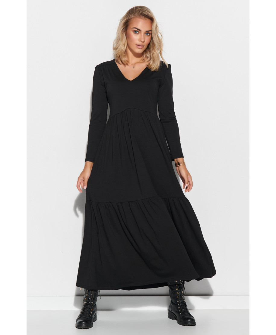 Kleita maxi ar V veida izgriezumu melna M570