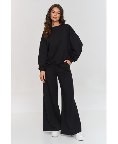 Oversizowy komplektas su szerokimi spodniami juodas M863