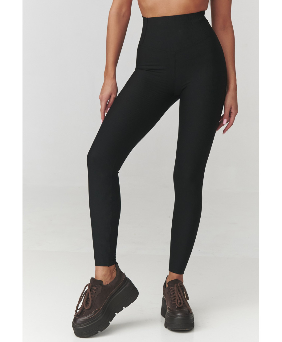 leginsai damskie prążkowane czarne C30