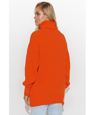 Ciepły megztinis moteriskas su golfu pomarańczowy S136