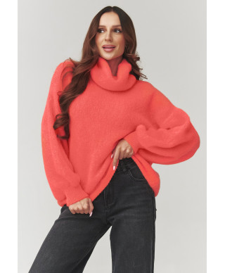 golfiukas moteriskas oversize baby alpaka koralowy C19