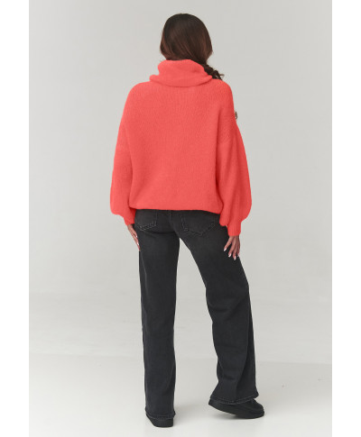 golfiukas moteriskas oversize baby alpaka koralowy C19