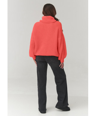 golfiukas moteriskas oversize baby alpaka koralowy C19