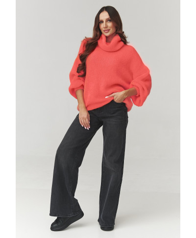 golfiukas moteriskas oversize baby alpaka koralowy C19