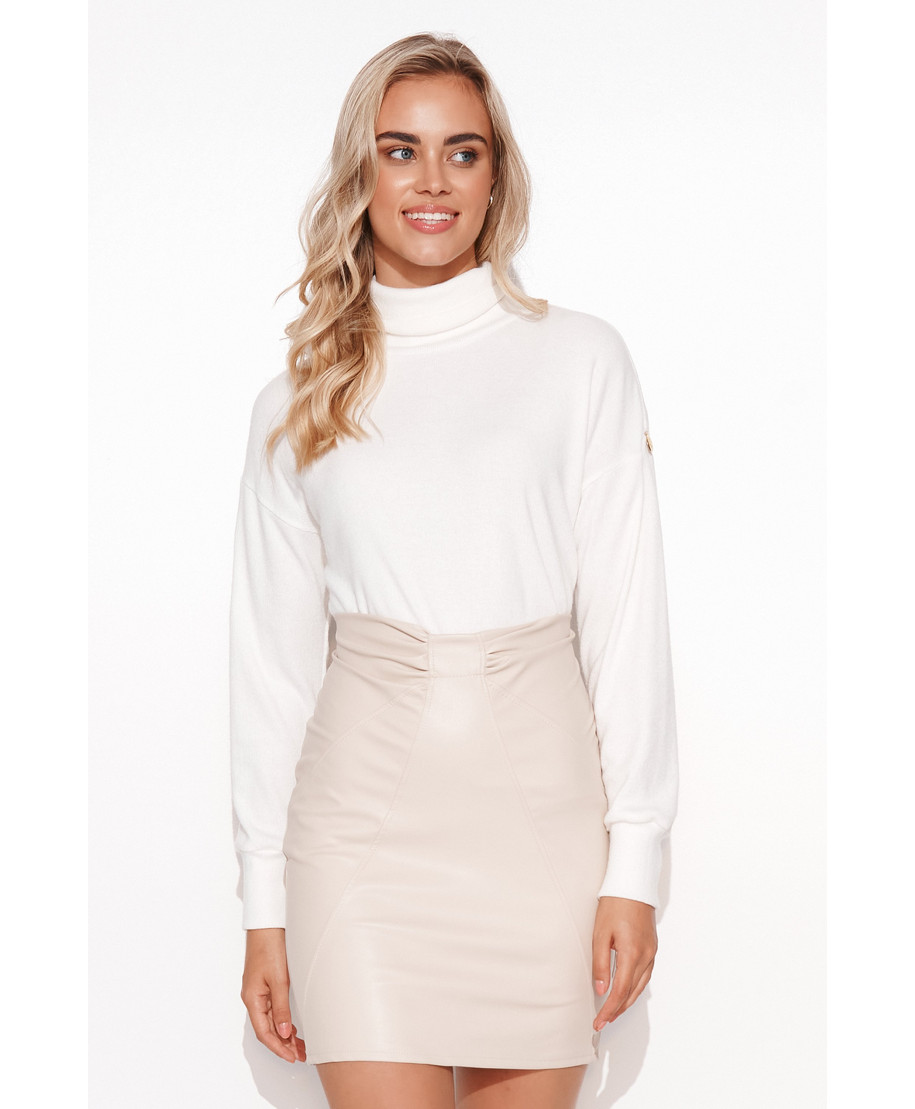 Sieviešu mīksts ripveida trikotāžas dūraiņš krēmkrāsas krāsā M761