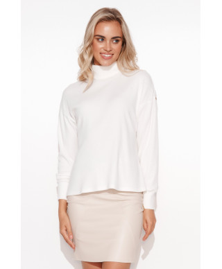 Moteriškas minkšto briaunoto trikotažo golfas kreminės spalvos M761