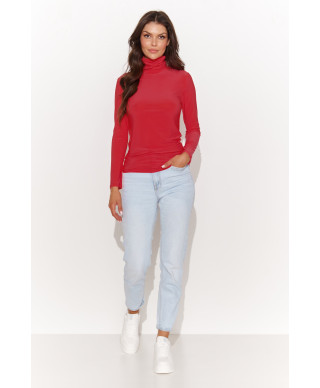 Klasiska sieviešu blūze ar augstu apkakli sarkana NU460