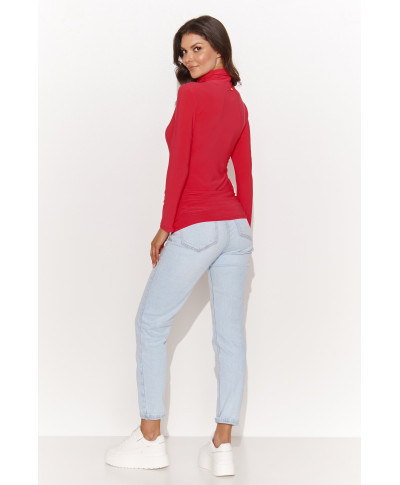 Klasiska sieviešu blūze ar augstu apkakli sarkana NU460
