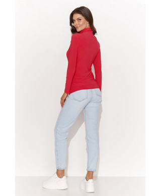 Klasiska sieviešu blūze ar augstu apkakli sarkana NU460