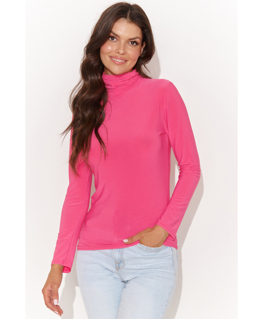 Klasiska sieviešu blūze ar augstu apkakli aveņu krāsā NU460