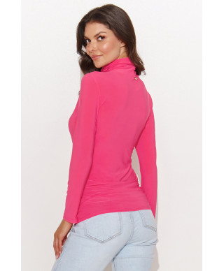 Klasiska sieviešu blūze ar augstu apkakli aveņu krāsā NU460