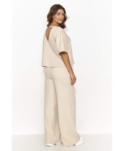 Moteriškas sportinio kostiumo komplektas šviesiai smėlio spalvos NU475