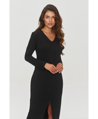 Svīteris kleita ar priekšējo šķēlumu grafīta melanžēts M845