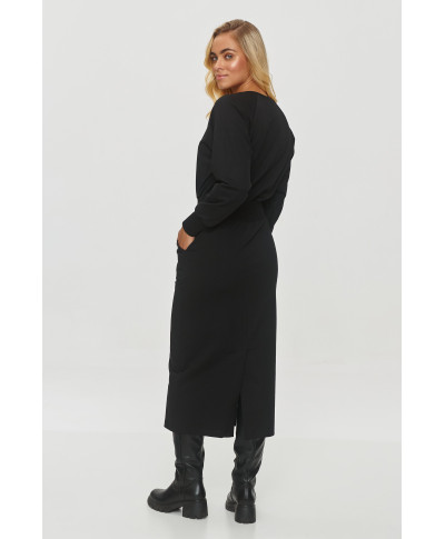 Šokolādes rievota midi kleita M842