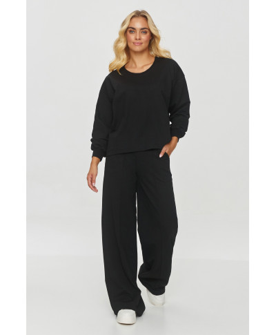 Džempera komplekts ar platām biksēm grafīta melanžā M849