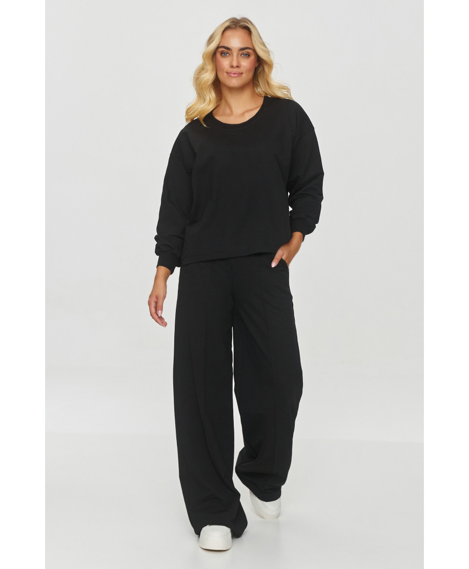 Džempera komplekts ar platām biksēm grafīta melanžā M849