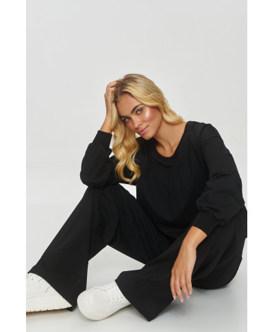 Treniņtērpa komplekts ar platām biksēm šokolādes krāsā M849