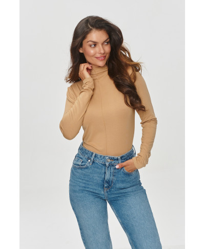 Klasiska blūze ar augstu apkakli taupe M840