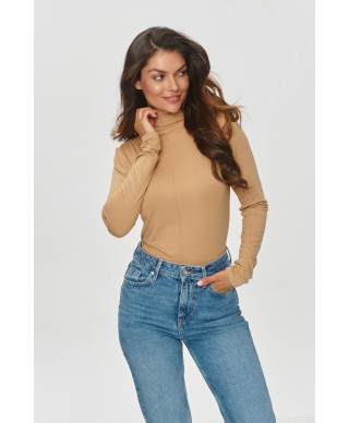 Klasiska blūze ar augstu apkakli taupe M840