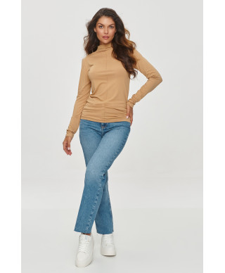 Klasiska blūze ar augstu apkakli taupe M840