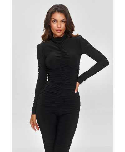 Moteriškas prigludęs komplektas su drapiruote juodos spalvos M852