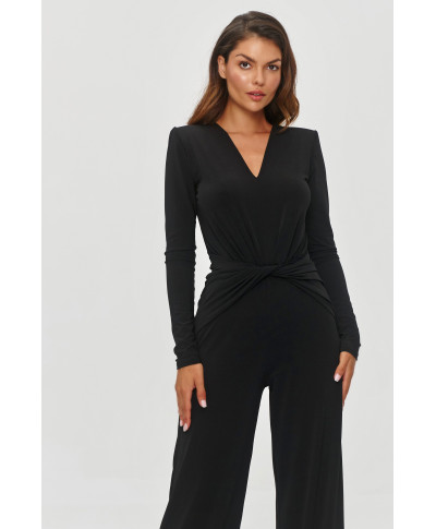 Sieviešu kombinezons ar platām kājām melns M851