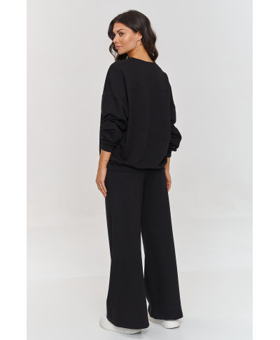 Oversized komplekts ar platām biksēm melns M863