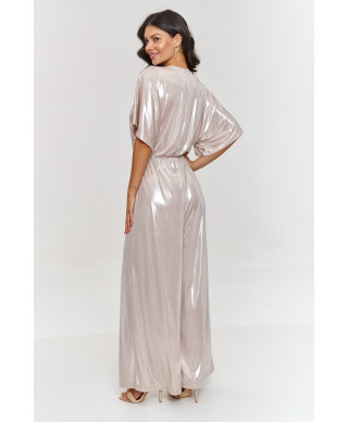 Metālisks kombinezons ar dekoltē gaiši bēšs M884