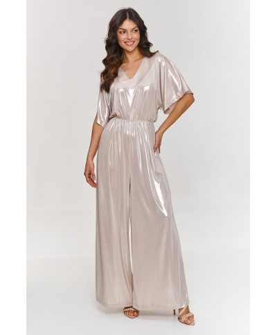 Metālisks kombinezons ar dekoltē gaiši bēšs M884