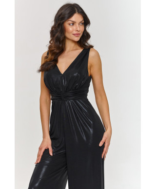 Metālisks kombinezons ar platām kājām melns M885