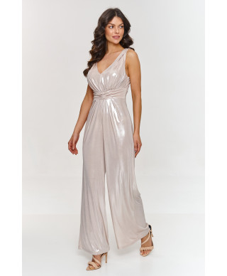 Metālisks kombinezons ar platām kājām gaiši bēšs M885