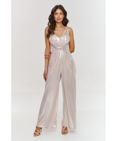 Metālisks kombinezons ar platām kājām gaiši bēšs M885