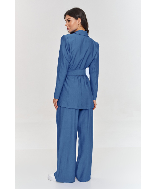 Moteriškas mėlynas džinsinis švarkas ir kelnės M883