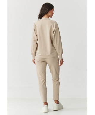 Laisvai krentantis sportinio kostiumo komplektas šviesiai smėlio spalvos M888