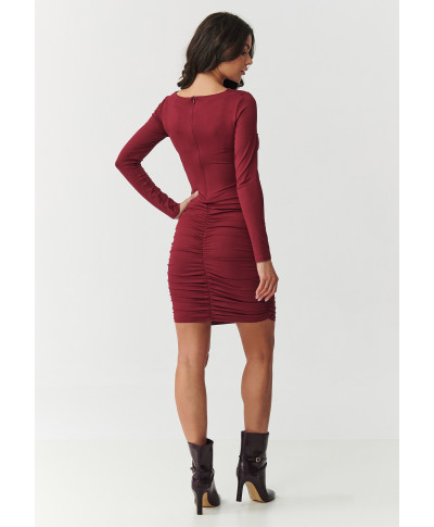 aptempta suknele mini su marszczeniem bordo M899