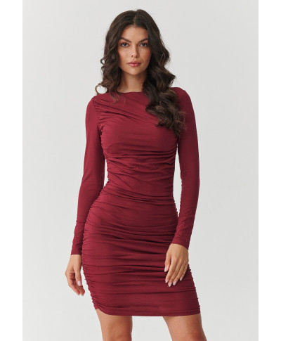 aptempta suknele mini su marszczeniem bordo M899