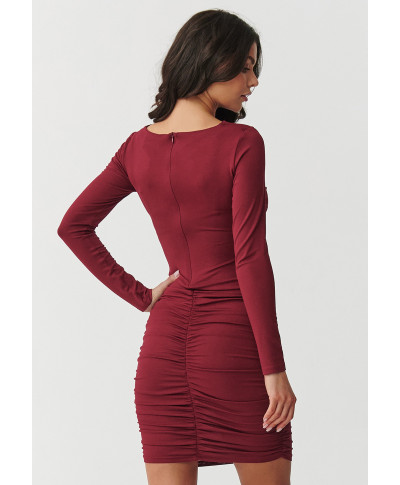 aptempta suknele mini su marszczeniem bordo M899
