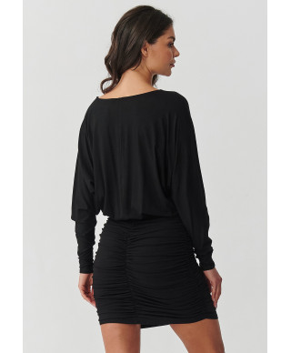 suknele mini su marszczeniem ir luźną górą juoda M900